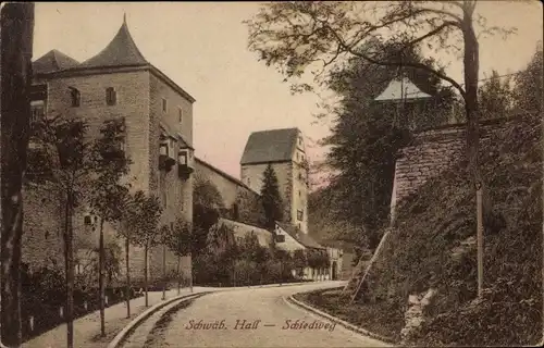 Ak Schwäbisch Hall in Baden Württemberg, Schiedweg, Stadtmauer