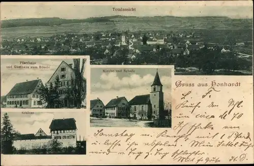 Ak Honhardt Frankenhardt in Baden Württemberg, Gasthaus zum Rössle, Schloss, Kirche, Schule