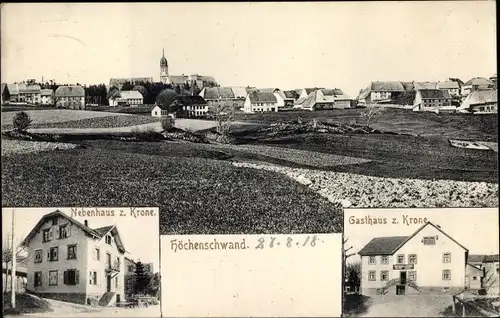 Ak Höchenschwand im Schwarzwald, Gasthaus zur Krone, Nebenhaus, Totalansicht der Ortschaft