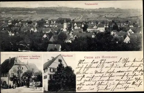 Ak Honhardt Frankenhardt in Baden Württemberg, Pfarrhaus, Schlosserei u Handlung Bartelmüs