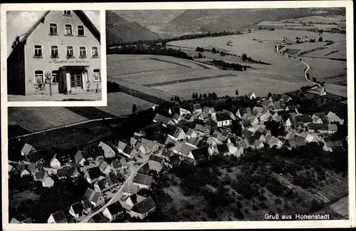 Ak Hohenstadt in Württemberg, Gasthof zur Krone, Blick auf den Ort, Fliegeraufnahme