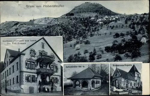 Ak Hohenstaufen Göppingen in Baden Württemberg, Gasthaus zum Lamm, K. Hommel, Schutzhütte