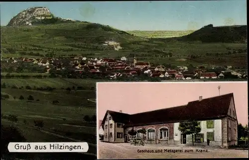 Ak Hilzingen im Hegau, Gasthaus und Metzgerei zum Kranz, Blick auf den Ort