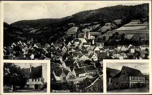 Ak Braunsbach in der Region Hohenlohe, Blick auf den Ort, Wirtschaft