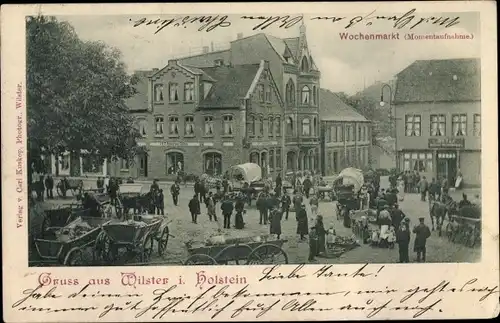 Ak Wilster in Schleswig Holstein, Wochenmarkt, Momentaufnahme, Hotel, Geschäft J.P.T. Andersen Söhne