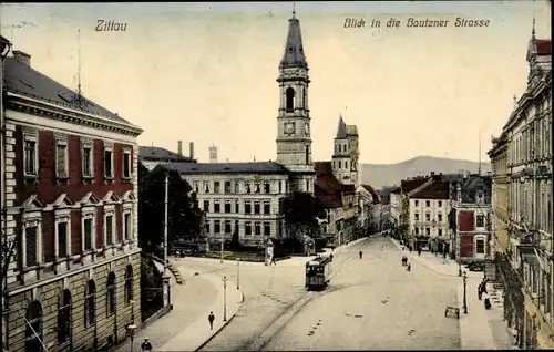 Ak Zittau in der Oberlausitz, Blick in die Bautzner Straße