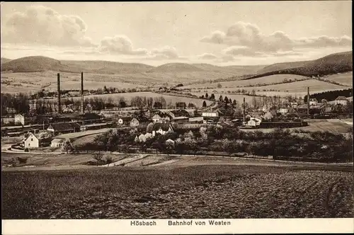 Ak Hösbach Unterfranken, Bahnhof von Westen gesehen