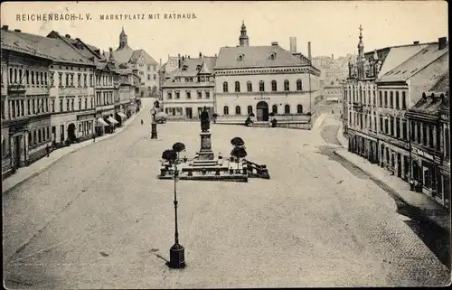 Ak Reichenbach im Vogtland, Marktplatz mit Rathaus