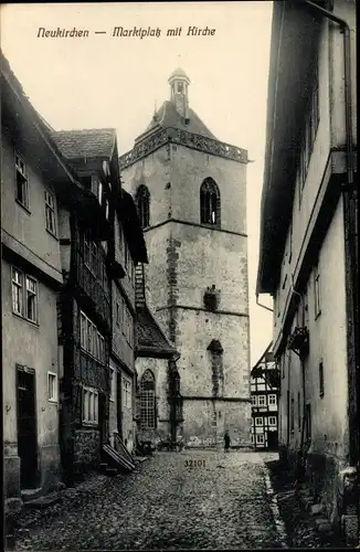 Ak Neukirchen Knüll Hessen, Marktplatz mit Kirche