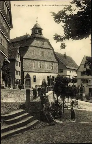 Ak Homberg an der Efze in Hessen, Rathaus, Kriegerdenkmal, Bäckerei 