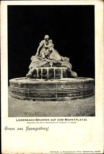 Ak Spangenberg Hessen, Liebenbach Brunnen, Marktplatz, H. Salzmann