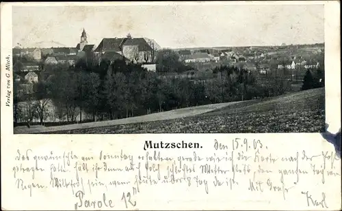 Ak Mutzschen Grimma Sachsen, Totalansicht vom Ort