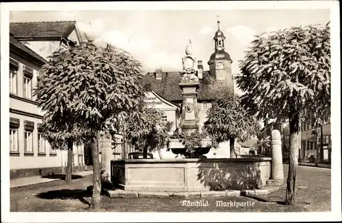 Ak Römhild in Thüringen, Marktpartie, Brunnen
