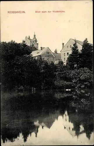 Ak Roßwein Sachsen, Blick nach der Wettinhöhe, Wasserpartie