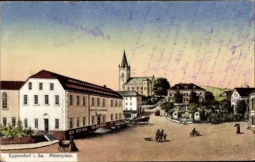 Ak Eppendorf in Sachsen, Albertplatz, Gasthof, Kirche