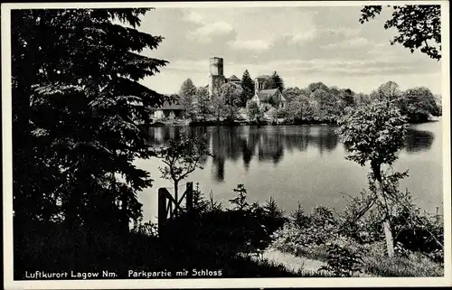 Ak Łagów Powiat Świebodziński Lagow Neumark Ostbrandenburg, Schloss, Parkpartie
