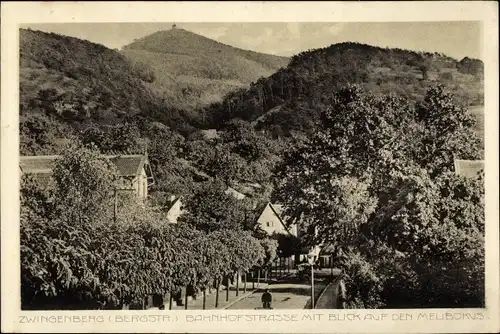 Ak Zwingenberg an der Bergstraße Südhessen, Bahnhofstraße, Melibokus