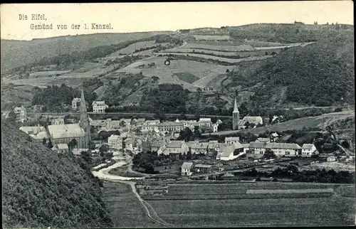 Ak Gemünd Schleiden Eifel, Panorama von der 1. Kanzel