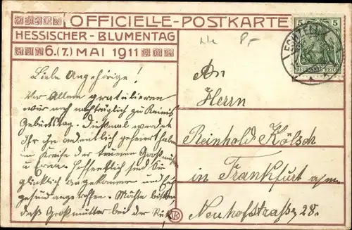 Künstler Ak Hessischer Blumentag 1911, Engel