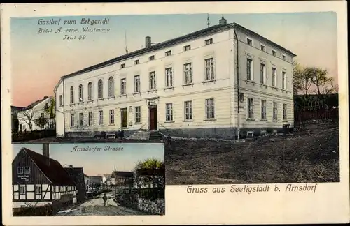 Ak Seeligstadt Großharthau Sachsen, Gasthof zum Erbgericht, Arnsdorfer Straße