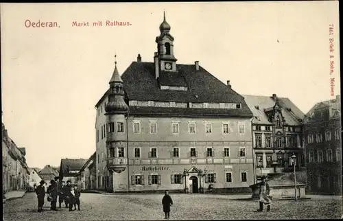 Ak Oederan Sachsen, Markt mit Rathaus