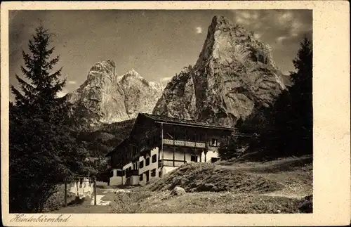 Ak Hinterbärenbad in Tirol, Kaisergebirge, Totenkirchl, Haltspitze, Unterkunftshaus
