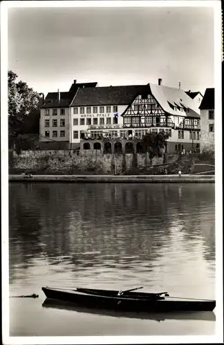 Ak Neckargemünd Baden Württemberg, Hotel Pfalz, Ruderboot