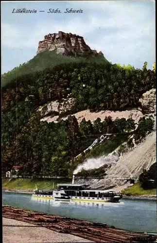 Ak Bad Schandau an der Elbe, Lilienstein, Salondampfer, Sächsische Schweiz