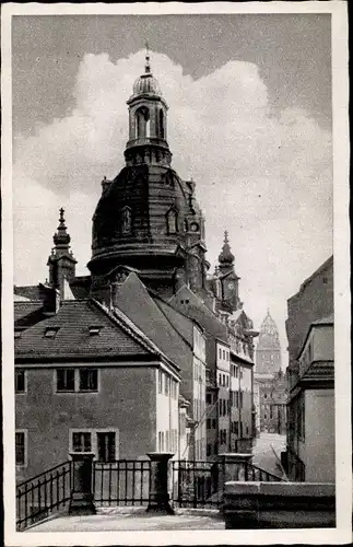 Ak Dresden Zentrum Altstadt, Münzgasse, Frauenkirche, Rathaus