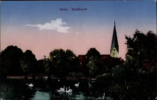 Ak Eutin in Ostholstein, Stadtbucht, Kirchturm