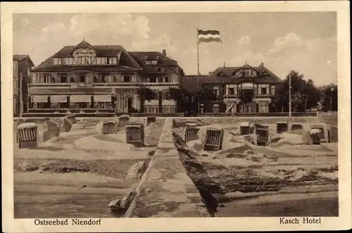 Ak Niendorf Timmendorfer Strand Ostholstein, Strandpartie, Kasch Hotel