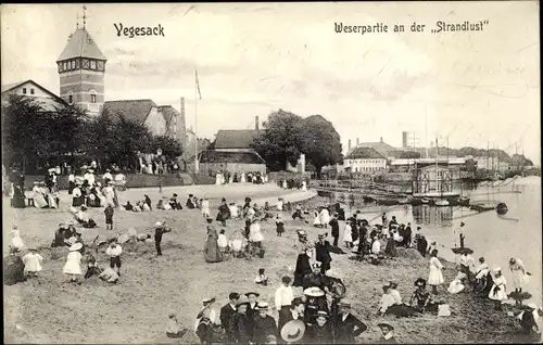 Ak Vegesack Hansestadt Bremen, Weserpartie an der Strandlust
