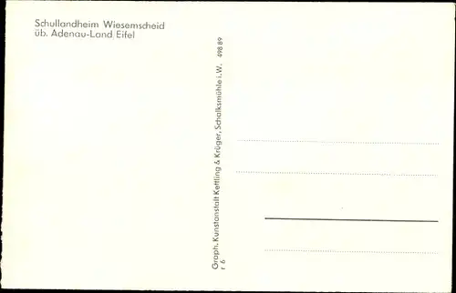 Ak Wiesemscheid in der Eifel, Schullandheim