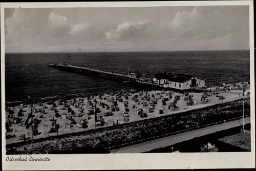 Ak Ostseebad Zinnowitz, Strandpartie, Seebrücke