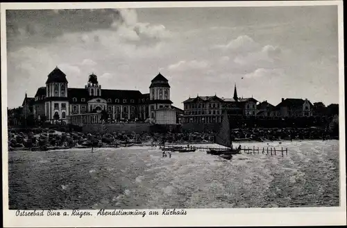 Ak Seebad Binz auf Rügen, Abendstimmung am Kurhaus