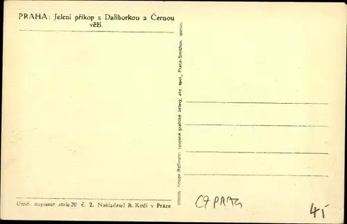Ak Praha Prag Tschechien, Jeleni prikop s Daliborkou a Cernou vezi