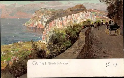 Künstler Ak Capri Neapel Campania, Strada di Anacapri