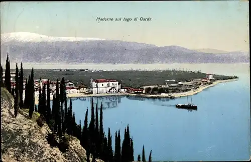 Ak Maderno Lombardia Italien, Panorama, Lago di Garda
