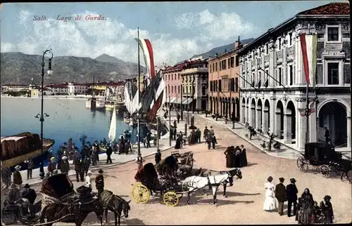 Ak Salo Lago di Garda Lombardia, Stadtpartie, Promenade, Kutschen