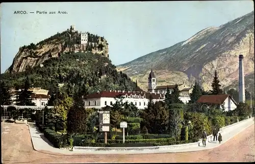 Ak Arco Trentino, Stadtpartie, Häuser, Schloss