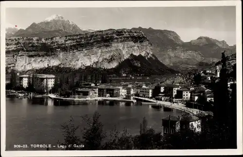 Ak Torbole Südtirol, Lago di Garda, Hafen, Ortschaft, Felsen