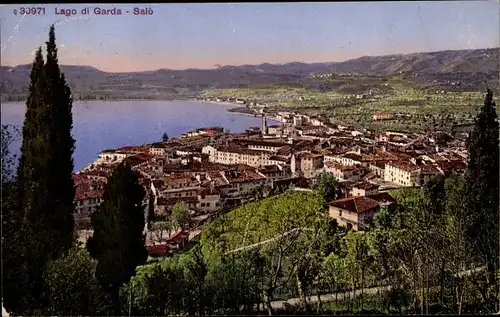Ak Salò Lago di Garda Lombardia, Panorama, Ort am See, Landschaft