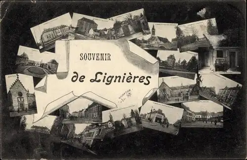 Ak Lignières Cher, Stadtansichten, Souvenir