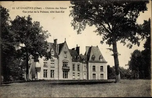 Ak Le Chautay Cher, Chateau des Reaux, Vue prise de la Pelouse