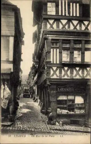 Ak Lisieux Calvados, La Rue de la Paix, Geschäfte, Fleischer