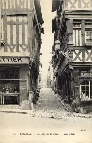 Ak Lisieux Calvados, La Rue de la Paix, Geschäfte