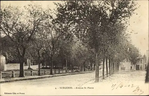 Ak Surgeres Charente Maritime, Avenue St. Pierre