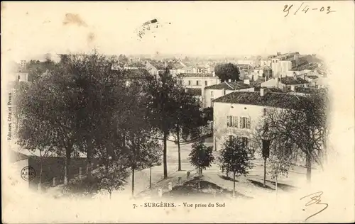 Ak Surgeres Charente Maritime, Vue prise du Sud