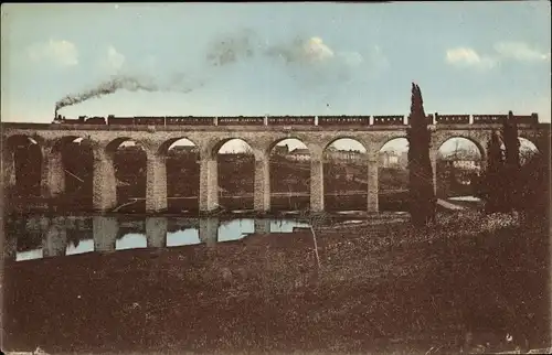 Ak La Creche Deux-Sèvres, Le Viaduc, Eisenbahn, Dampflok