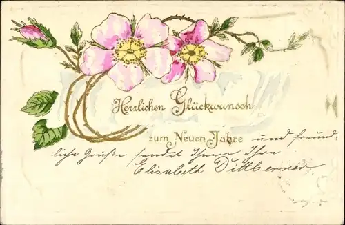 Präge Ak Glückwunsch Neujahr, Rosen